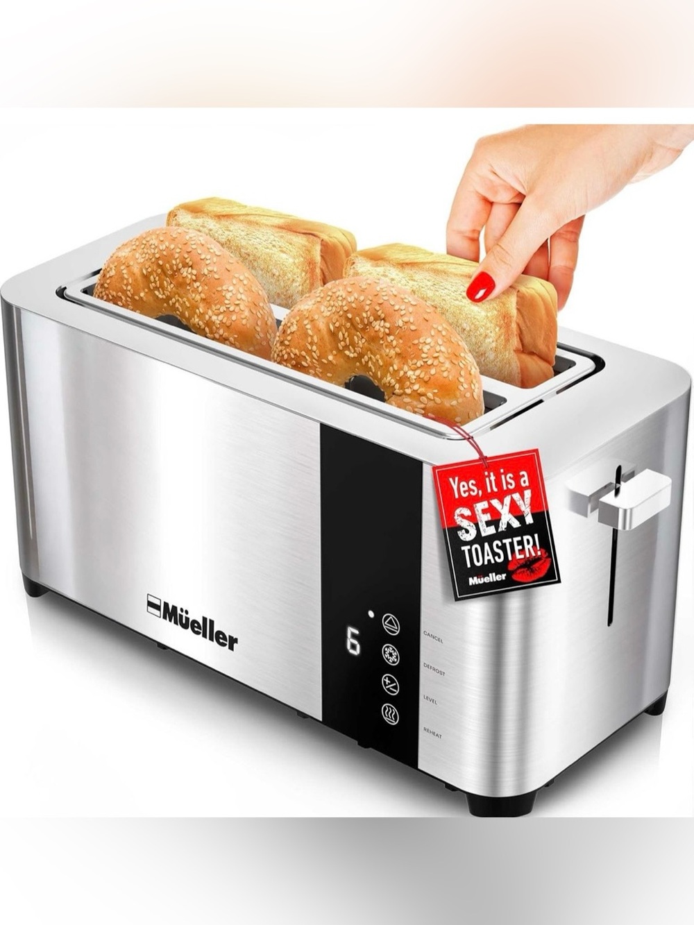 Mueller Stainless Steel Extra Wide 4-Slice Toaster